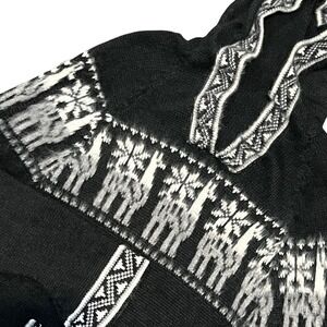 Alpaca Wool‎ Blend Hooded Longline Winter Sweater Fringe Boho Folk Knit Small